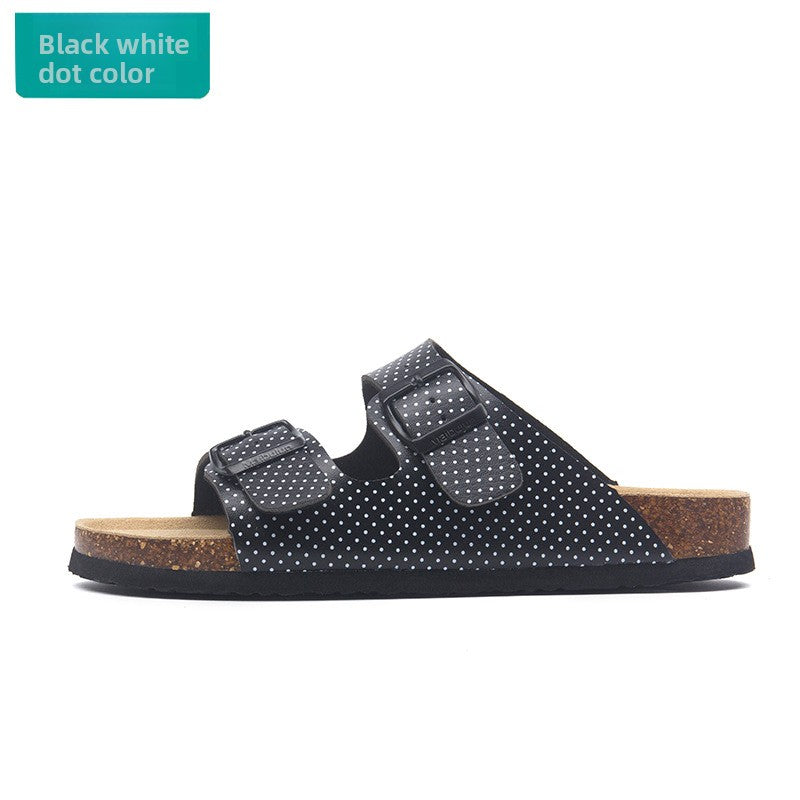 Buckle Flats Cork Slippers