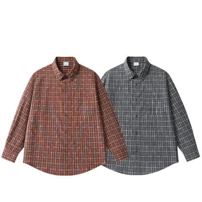 Wide-cut washed check shirt