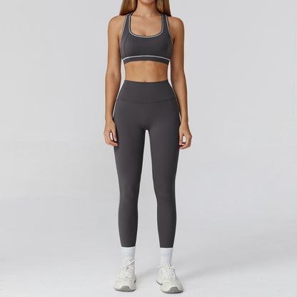 Dames 3-delige yogapakset van geborstelde stof met ritssluiting