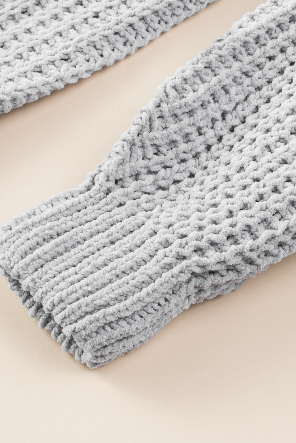 Gray Buttoned Front Drop Shoulder Knitted Cardigan