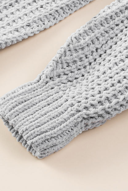 Gray Buttoned Front Drop Shoulder Knitted Cardigan