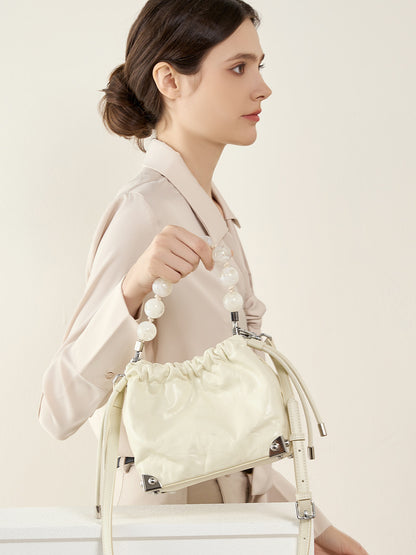Top-Layer Cowhide Beaded Handbag