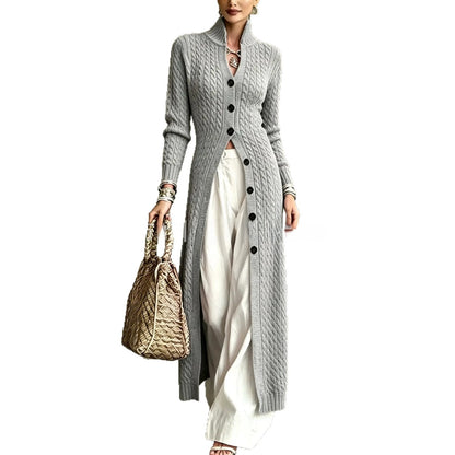 Women's Twist Pattern Stand Collar Long Sleeve Sweater