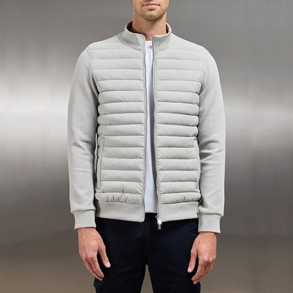 Men Lightweight Down Cotton Jacket Stand Collar Knitted Patchwork