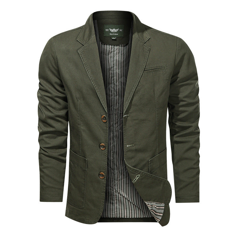 Men's Retro Solid Color Loose Fit Casual Business Jacket