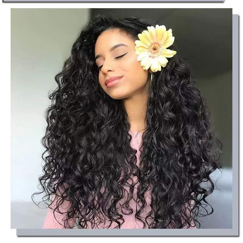 Lace Front Curly Wig Long Synthetic Hairpiece with Bangs