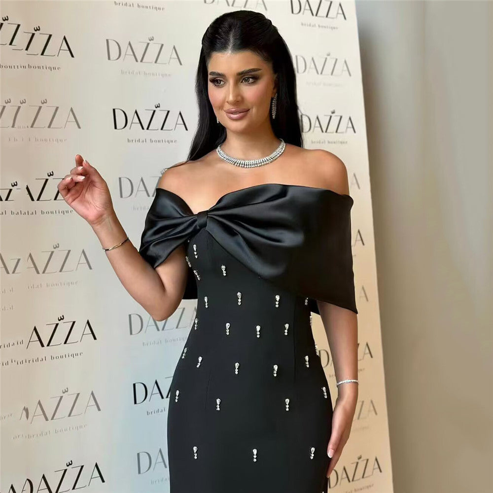 Women Elegant Off Shoulder Rhinestone Bandage Party Dress