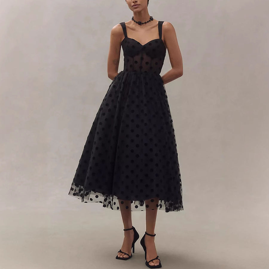 Women's Mesh Long Dress with Zipper