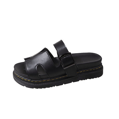 Women's Thick-Soled One-Word Buckle Casual Slippers