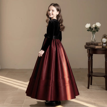 Childrens Black Velvet Princess Dress for Performance