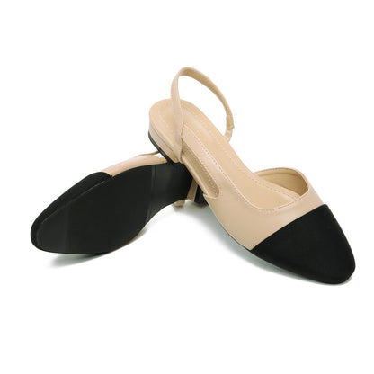 Womens Soft Leather Color Block Sandals with Square Toe
