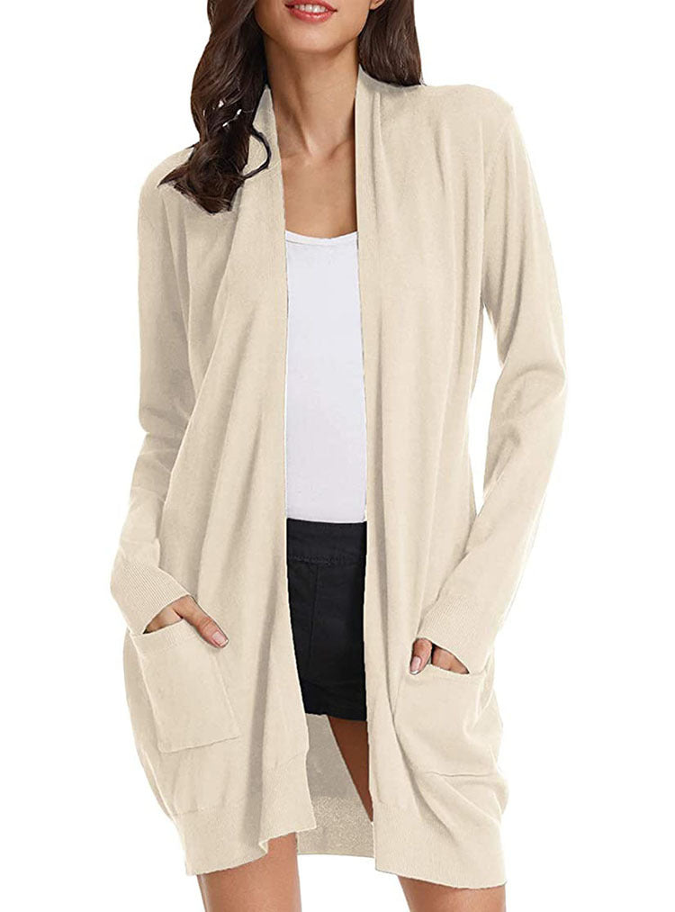 Dames open vest met lange mouwen en zakken