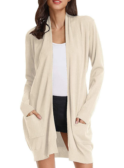 Dames open vest met lange mouwen en zakken