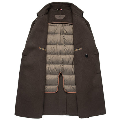 Men's Double-Breasted Wool Overcoat with Detachable Liner