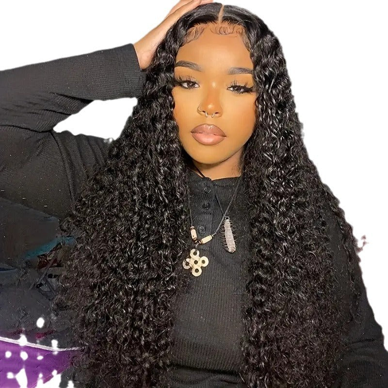 Lace Front Curly Wig Long Synthetic Hairpiece with Bangs