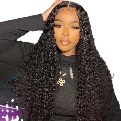 Lace Front Curly Wig Long Synthetic Hairpiece with Bangs