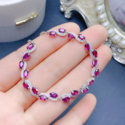 Verstelbare armband van magnesium aluminium granaat en sterling zilver