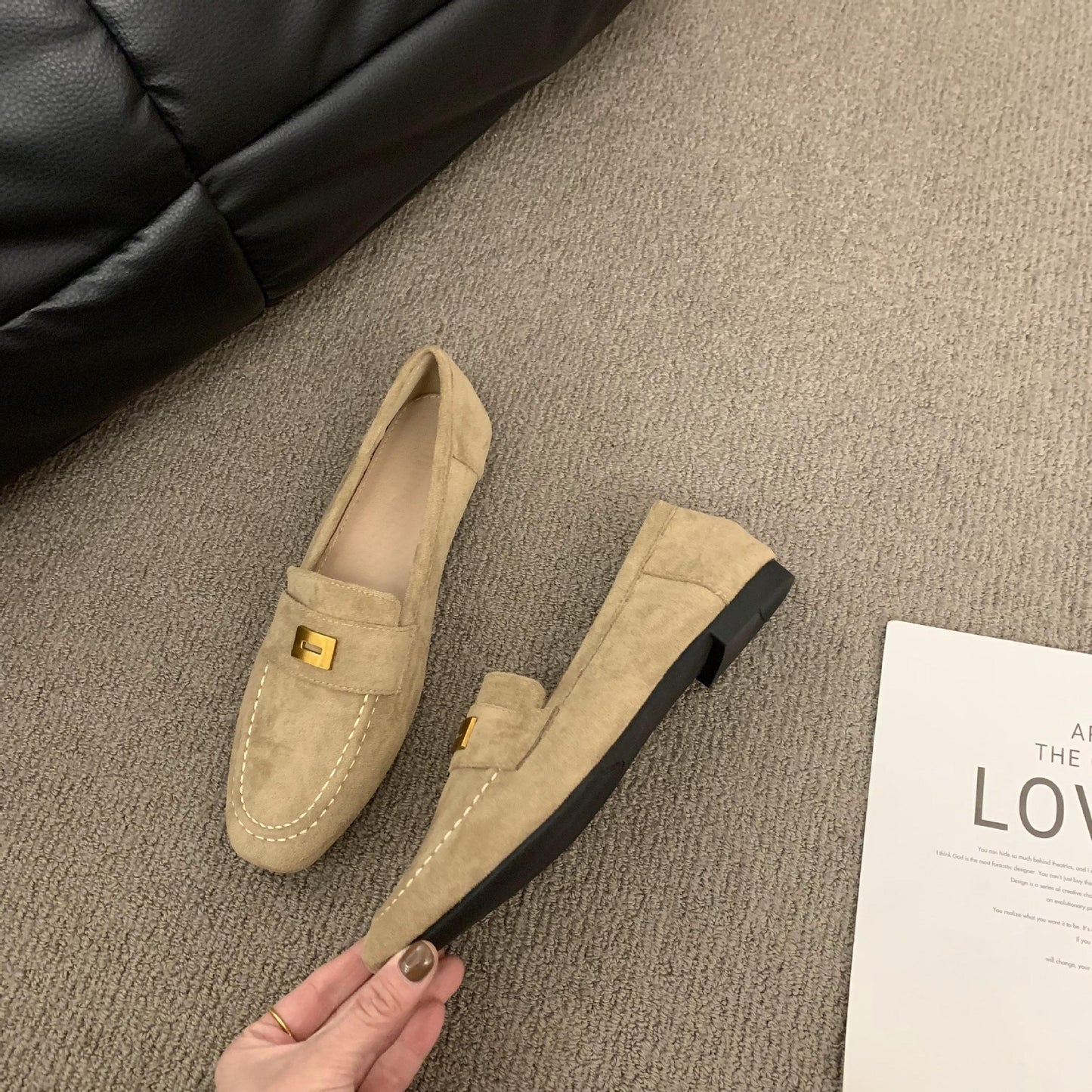 Womens Suede Slip-On Loafers