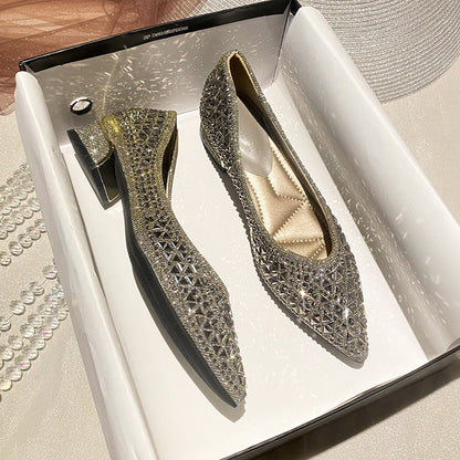 French Rhinestone Pointed Toe Women's Dress Shoes