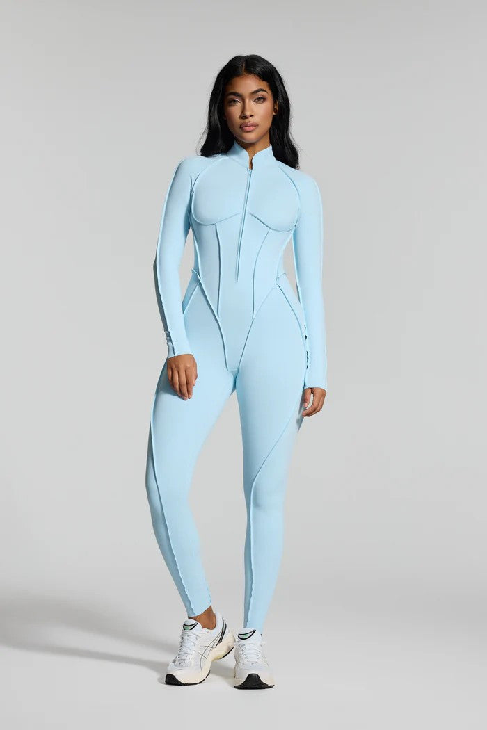 Yoga sports jumpsuit long sleeve zipper fitness suit for women
