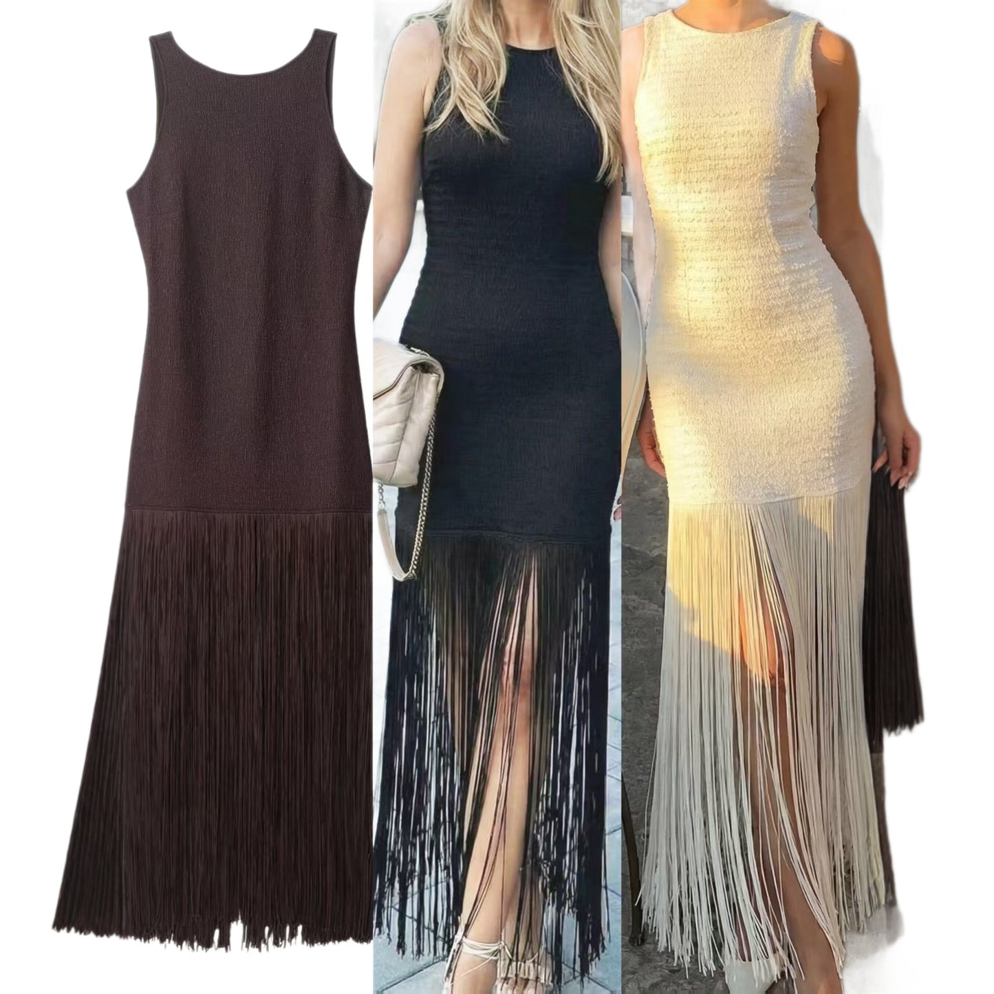 Knitted Tassel Sleeveless Dress