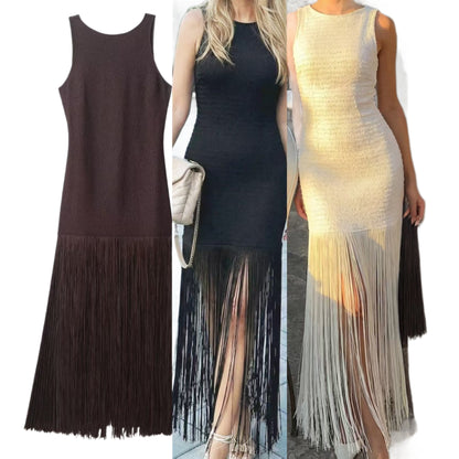 Knitted Tassel Sleeveless Dress