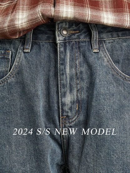 Mens American Retro Wide Leg Jeans