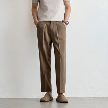 Mens Ice Silk Straight Leg Cropped Pants