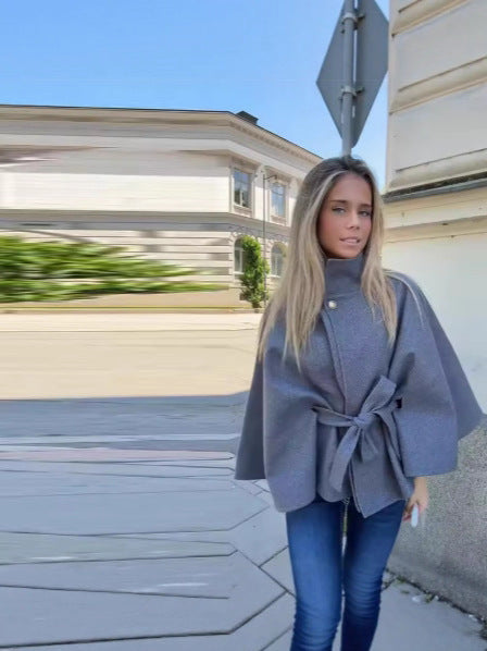 Elegant Womens Wool Blend Belted Coat