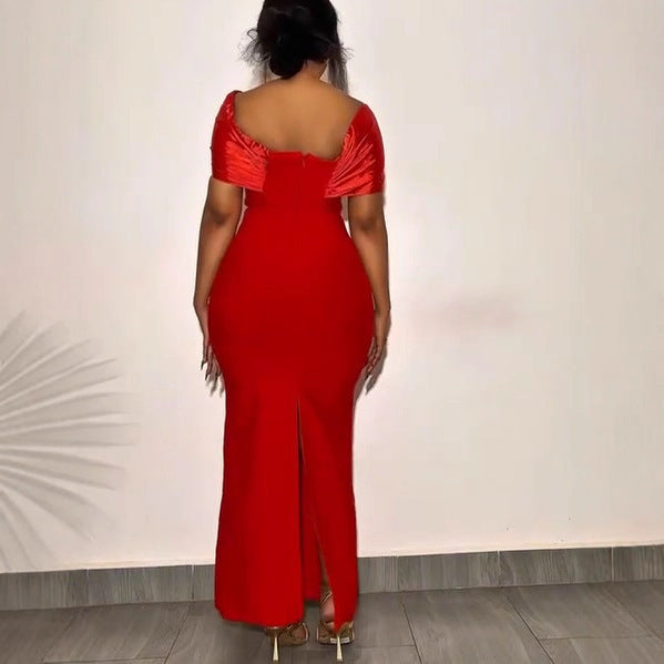 Elegant One-Shoulder Beaded Bodycon Dress for Women