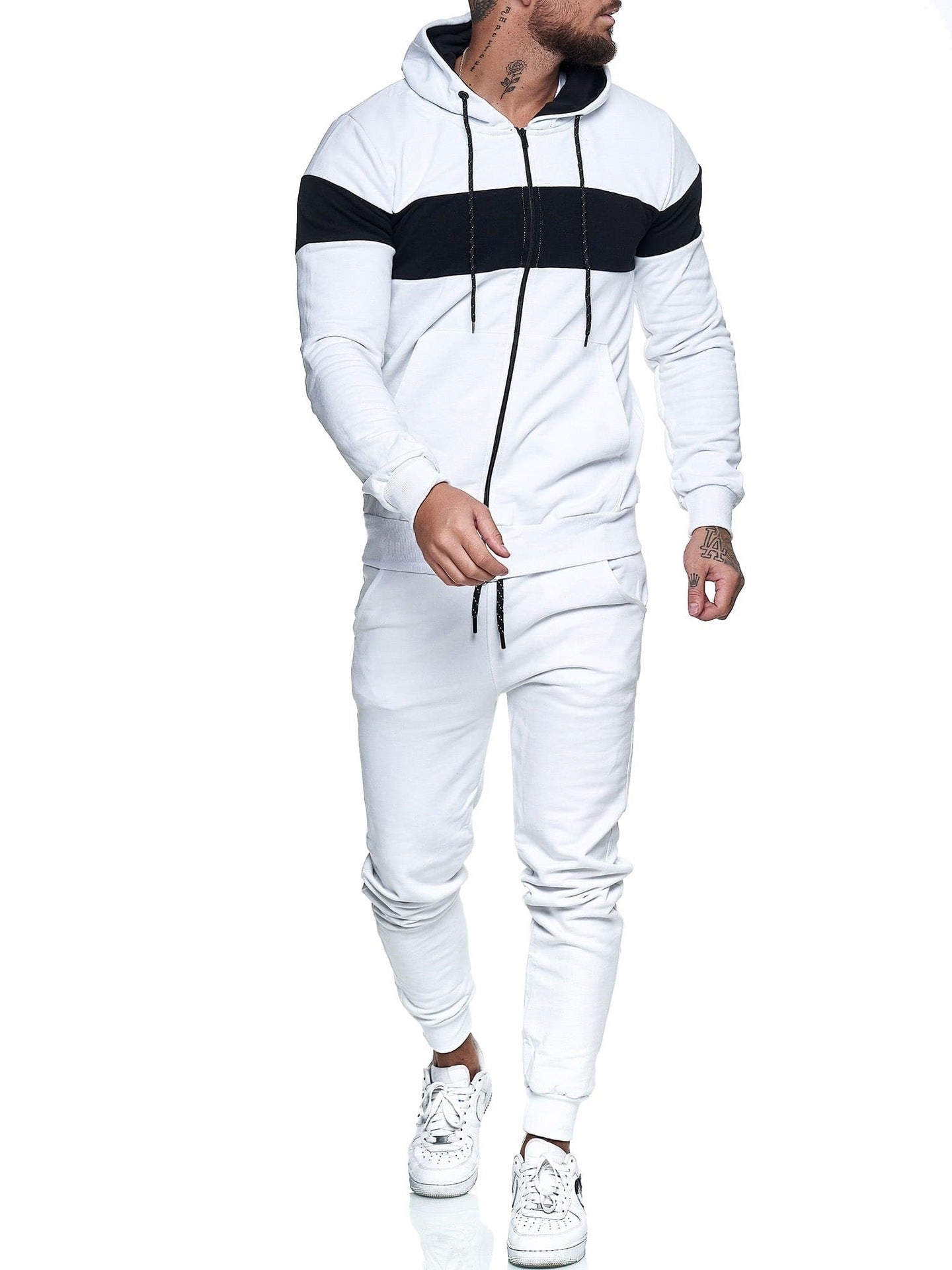 Heren Casual Trainingsset Met Kleurblok