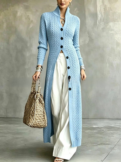 Women's Twist Pattern Stand Collar Long Sleeve Sweater