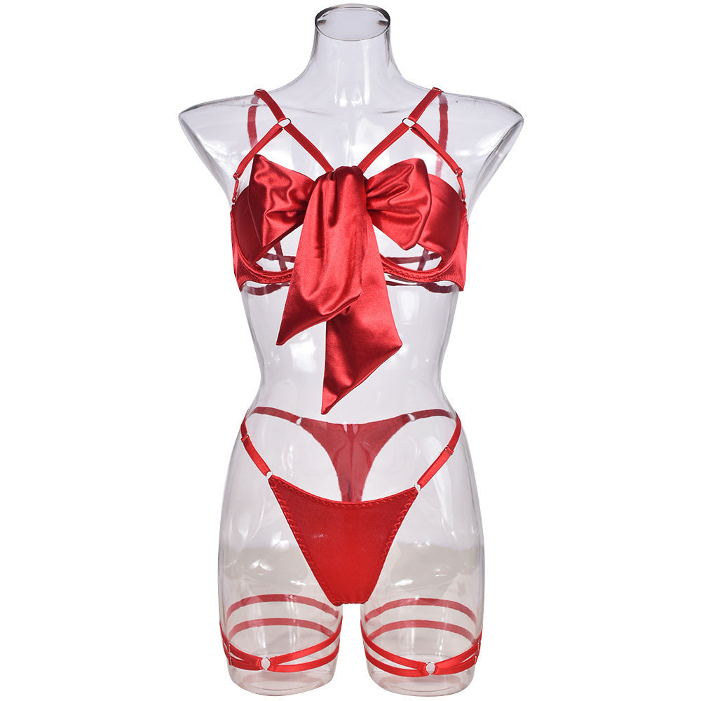 Bow Hollow Lingerie Three-Piece Set