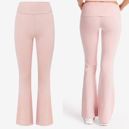 Women Yoga Suit with Chest Pad High-Waist Flared Trousers