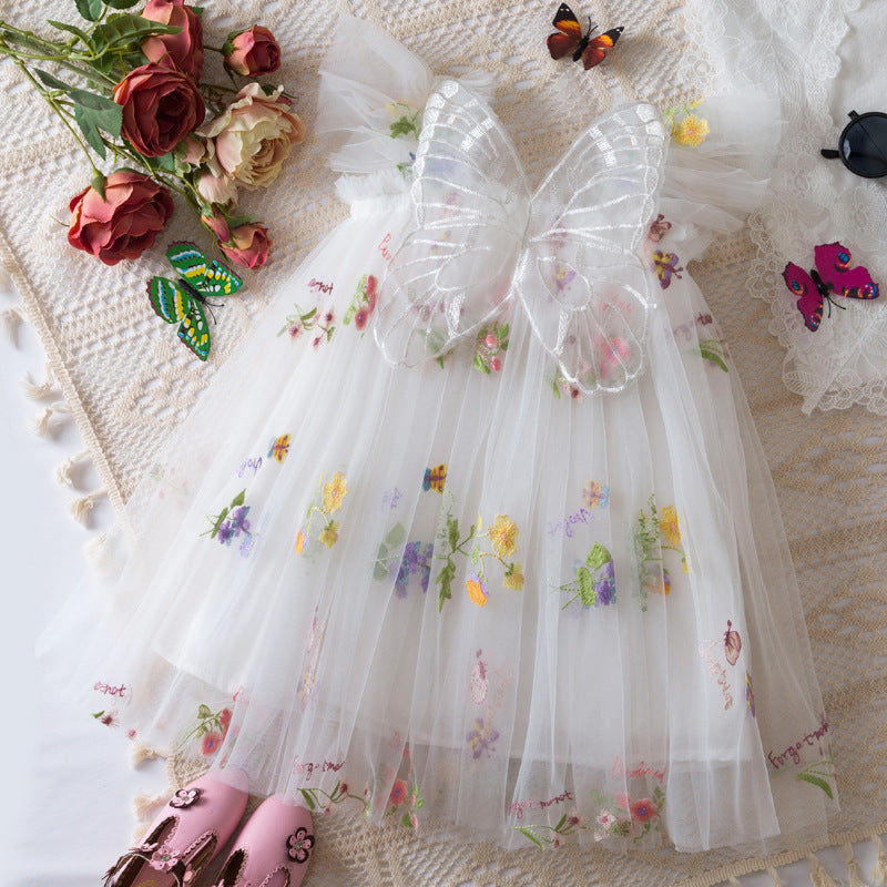 Girls Butterfly Wing Mesh Dress