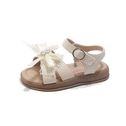 Floral Rhinestone Girls Summer Sandals