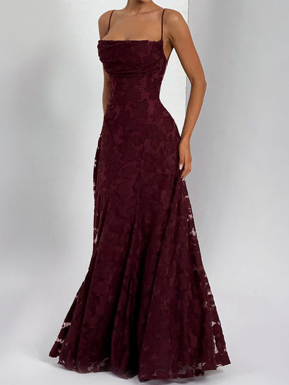 Elegant Suspender High Waist Long Dress