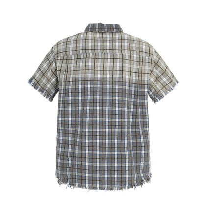 Men's and Women's Retro Plaid Loose Fit Short Sleeve Shirt