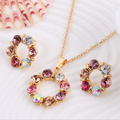 Gemstone Rhinestone Necklace and Earrings