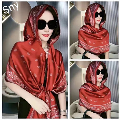 Women's Lijin Satin Scarf Floral Print Shawl