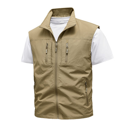 Multi-pocket geborduurd vest