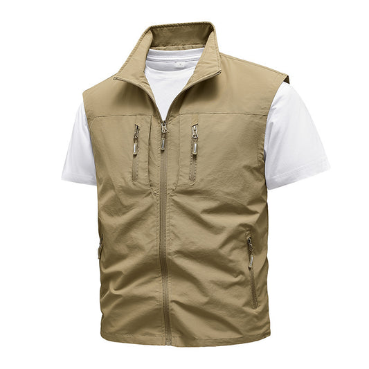 Multi-pocket geborduurd vest