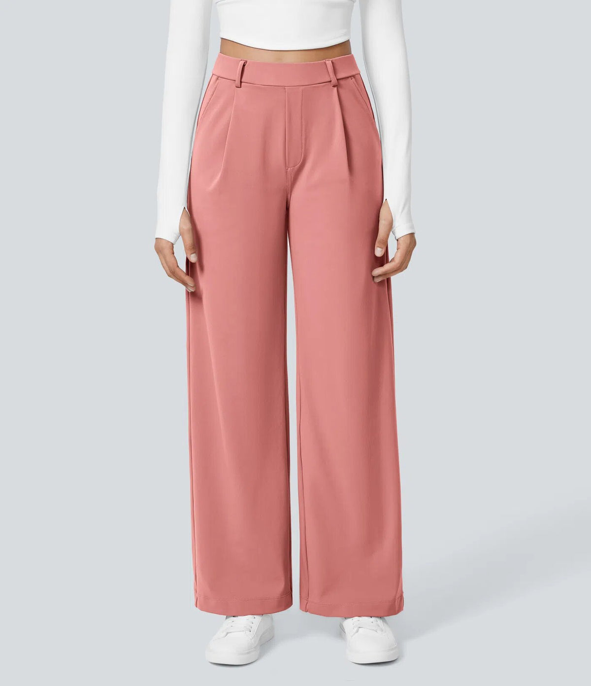 Women's High-Waist Straight-Leg Pocket Casual Outdoor Trousers