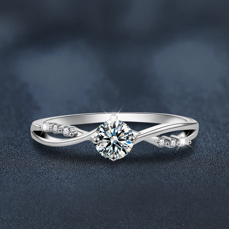 Adjustable Cubic Zirconia Ring Women Classic Six Claw Design