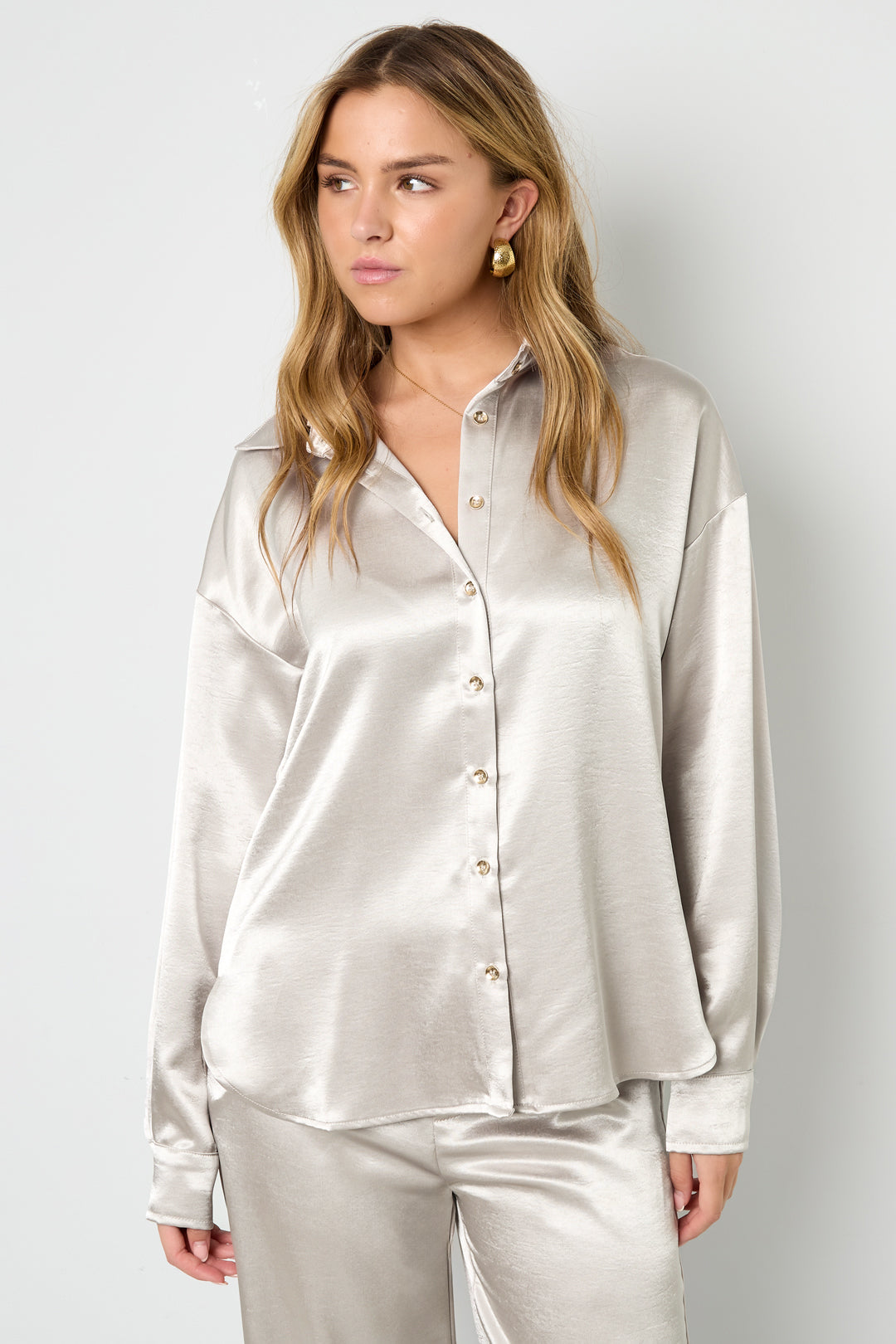 Blouse met zijden look