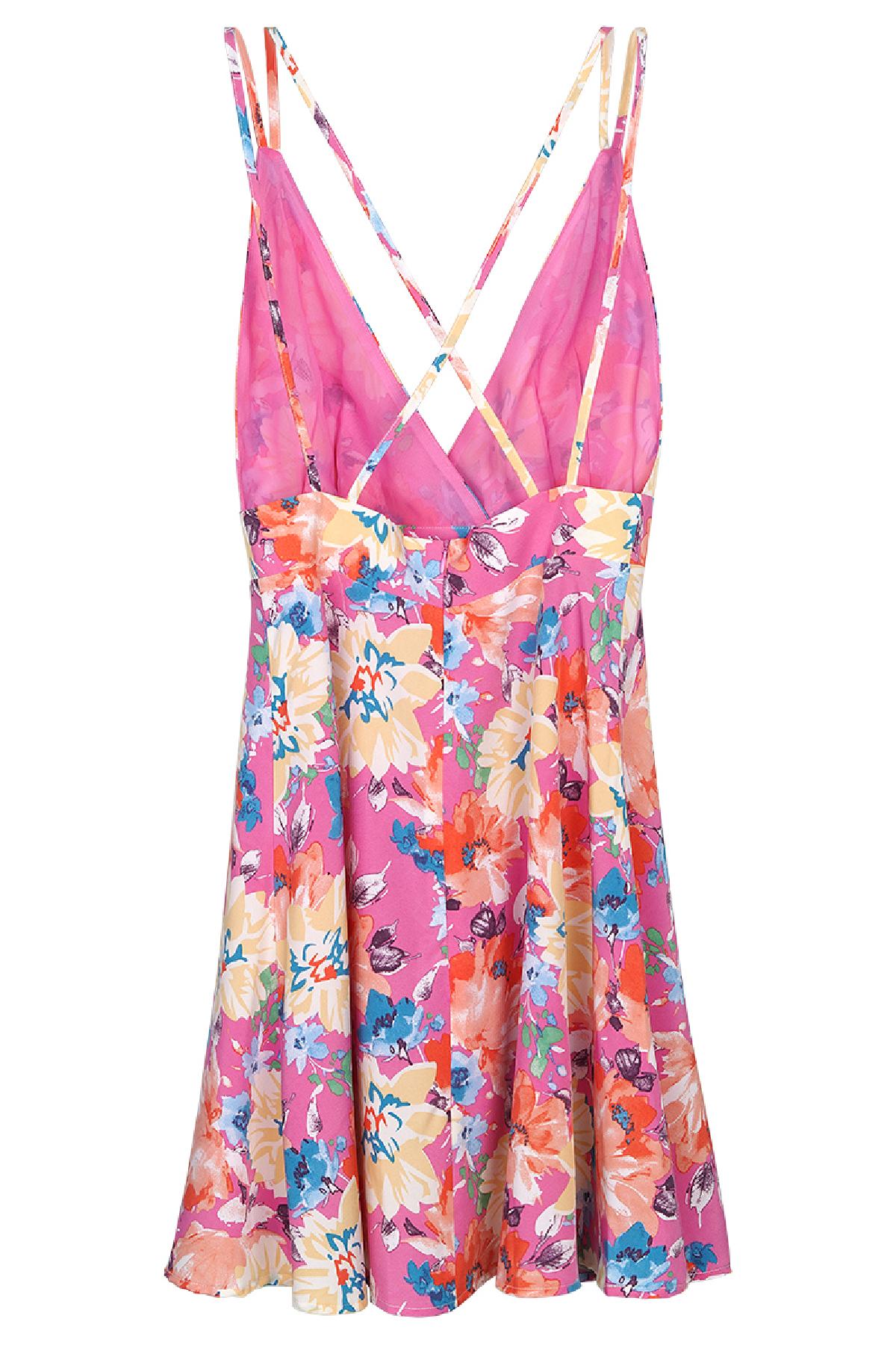 Zomerjurk met bloemen Roze Multi XS