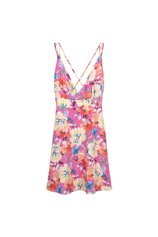 Zomerjurk met bloemen Roze Multi XS
