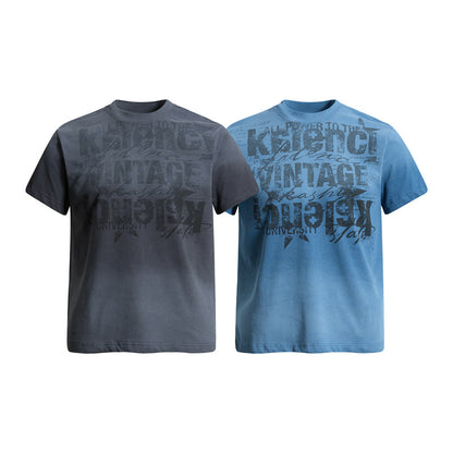 Washed vintage gradient short sleeved T-shirt