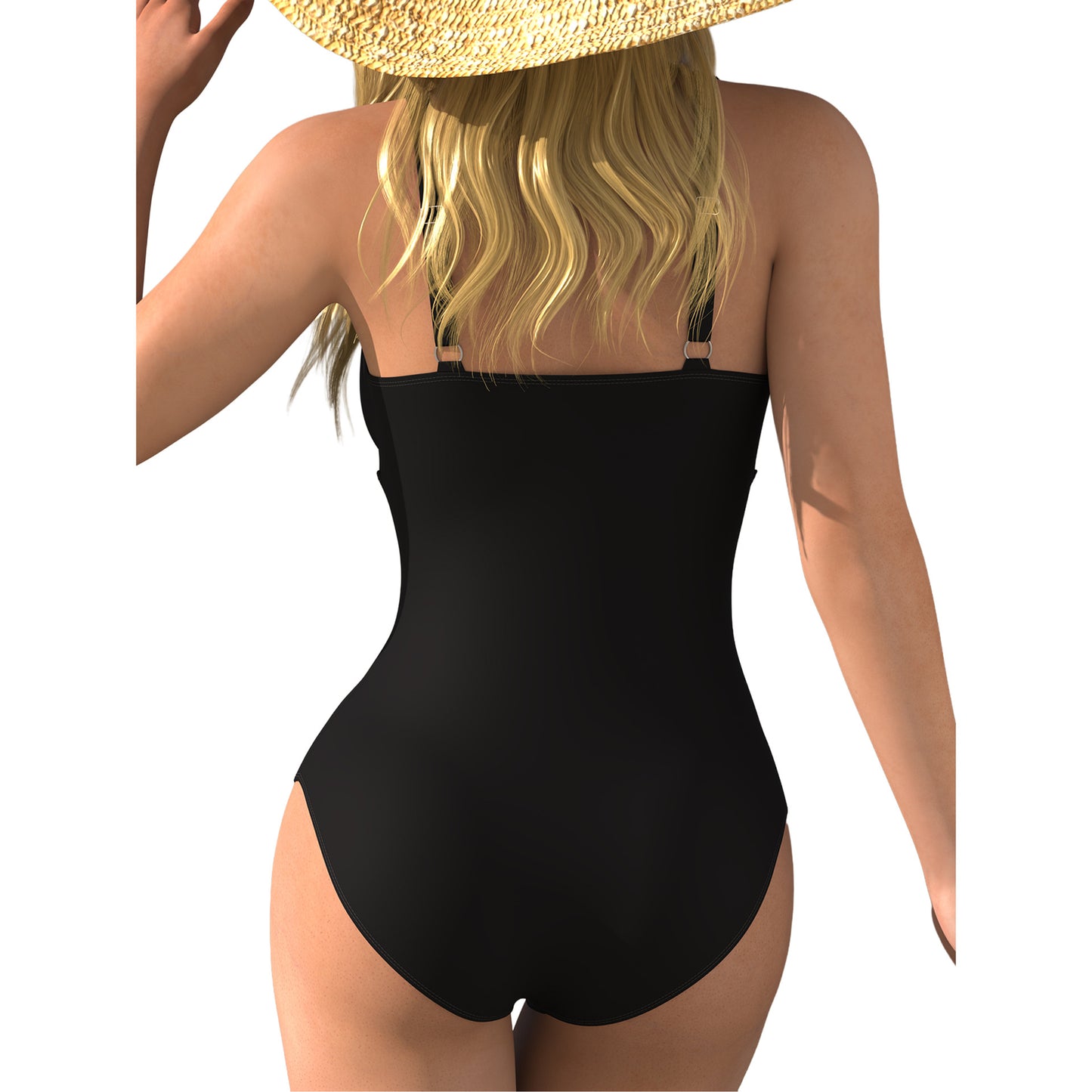 Elegant Black Silk One-Piece Swimsuit