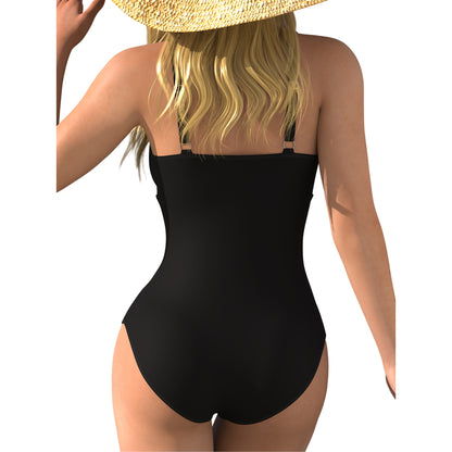 Elegant Black Silk One-Piece Swimsuit